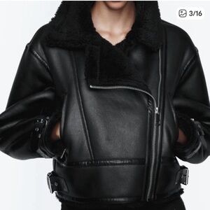 Zara double-sided belted Black Jacket size S